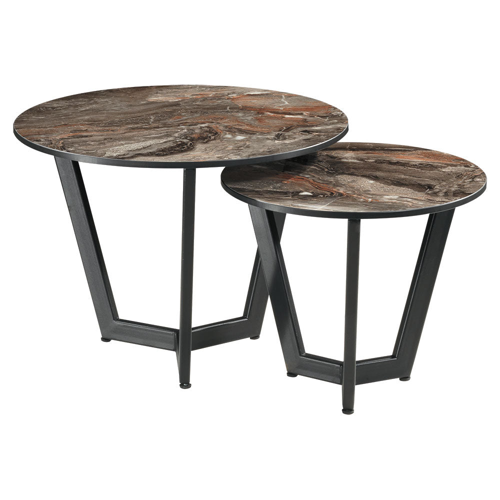 Niedriges Metall-Couchtisch-Set 2-teilig - TM29D