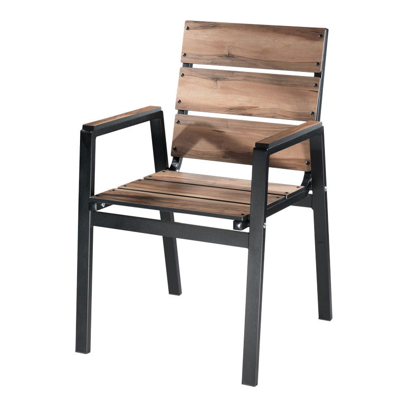 Aluminium-Armlehnstuhl mit Holzlatten - P646