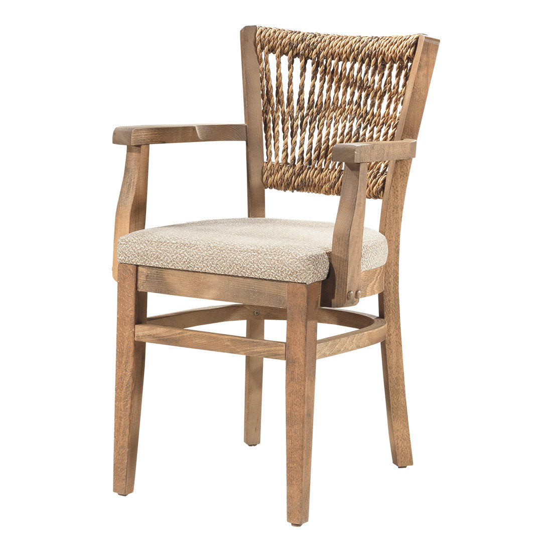 Holz-Armstuhl mit geflochtenem Rücken - P134P