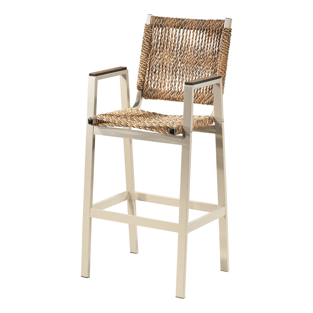 Barhocker aus Aluminium mit handgeflochtenem Seil - S648