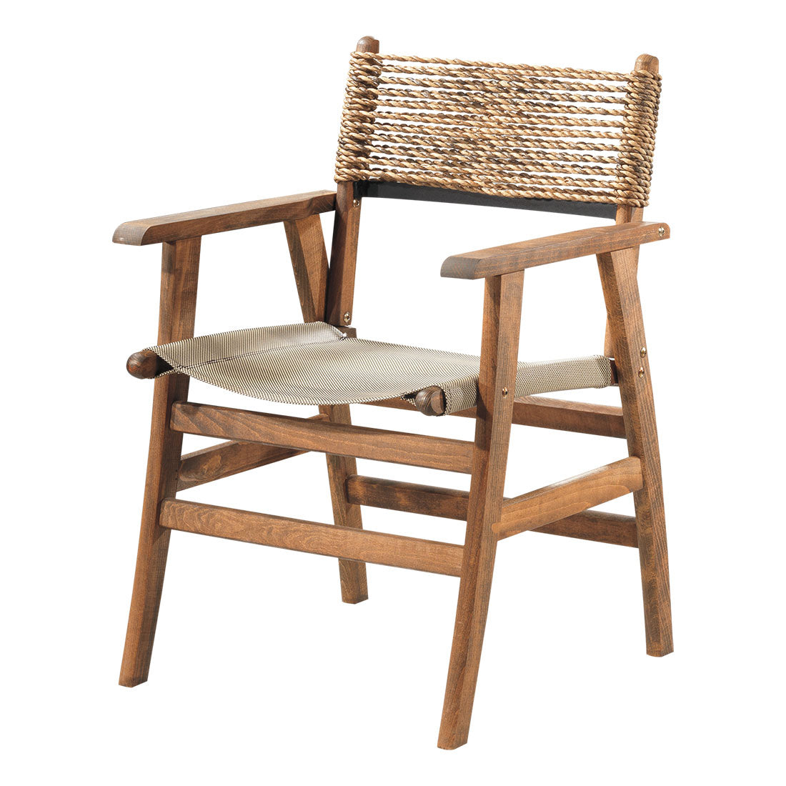 Holzsessel mit handgeflochtenem Rücken - E82PLD