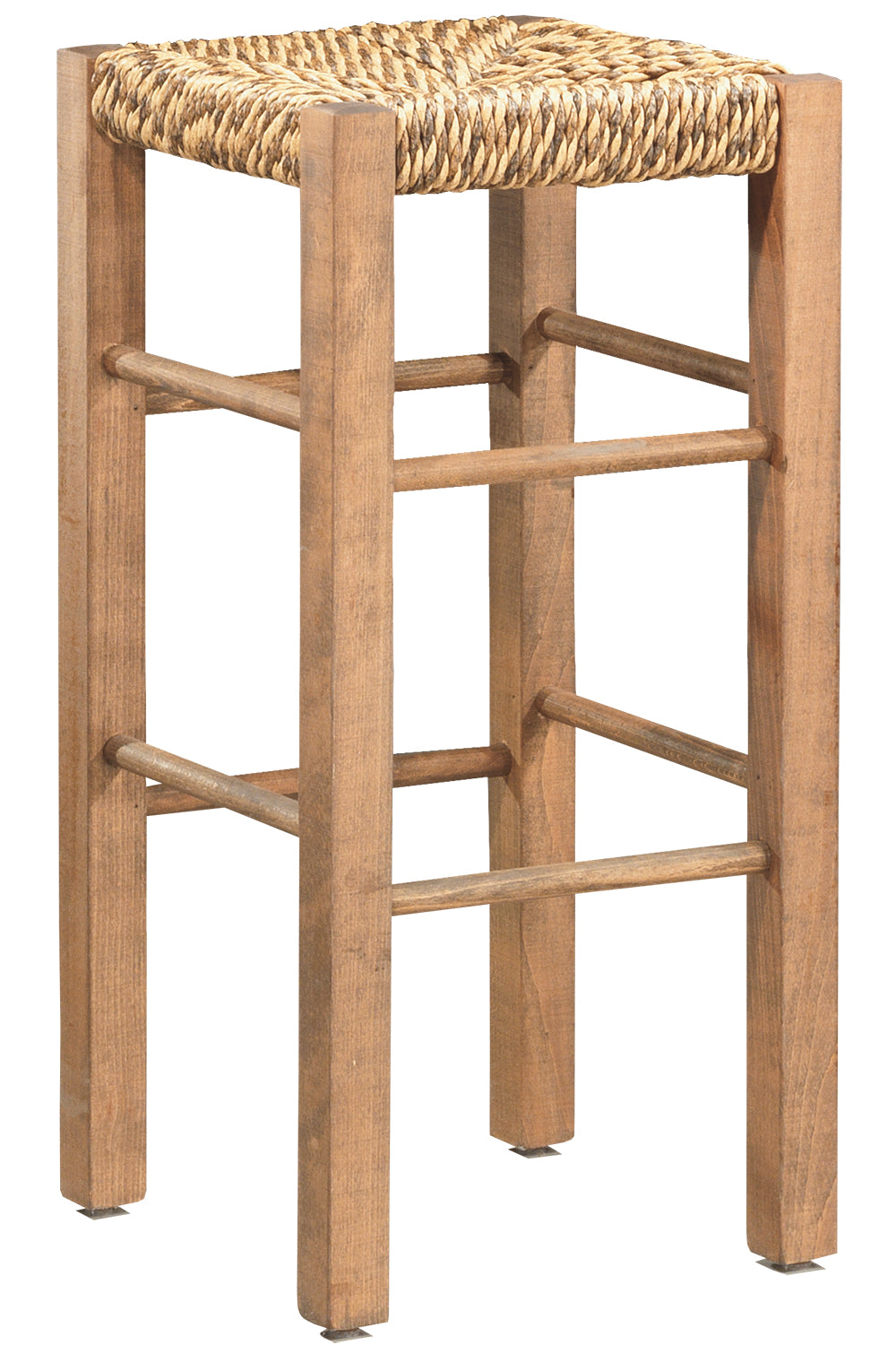 Holz-Barhocker mit Kordel-Flechtwerk - S201P
