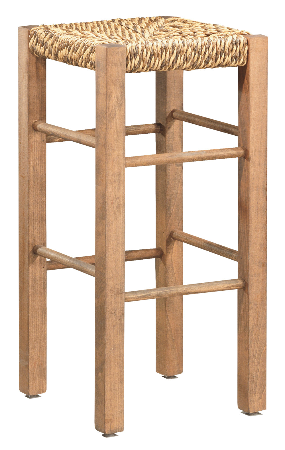 Holz-Barhocker mit Kordel-Flechtwerk - S201P