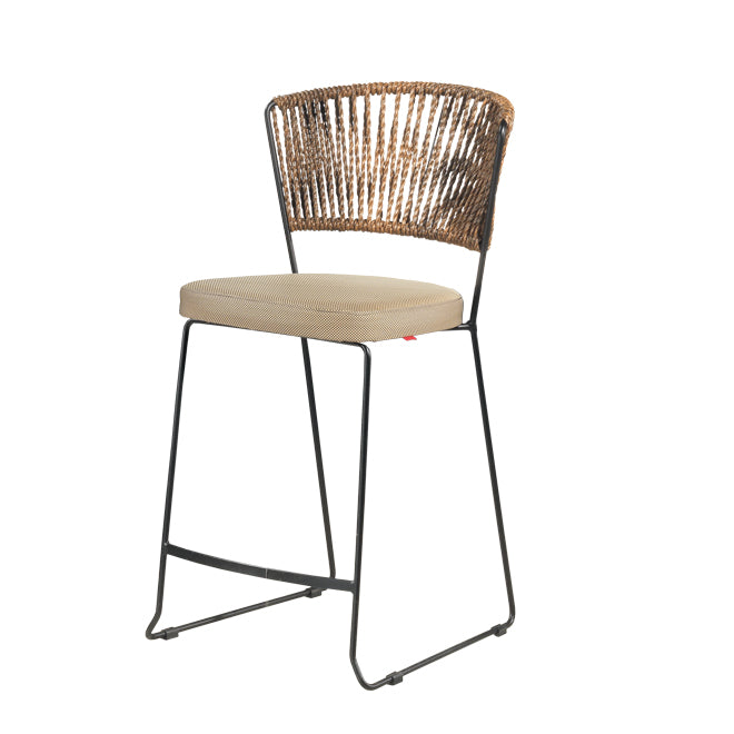 Metall-Barhocker mit geflochtenem Rückenteil — S993P
