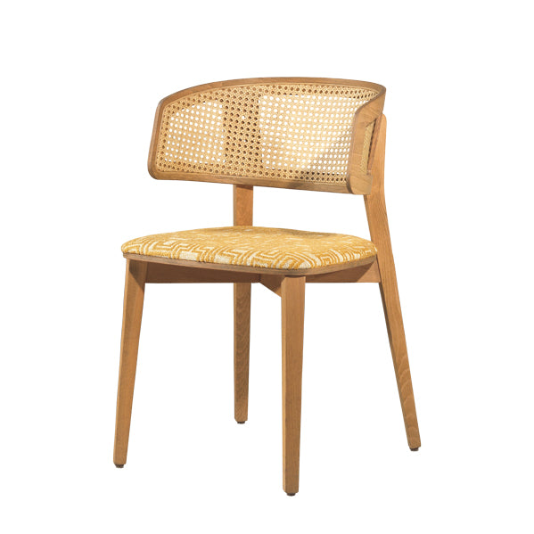 Holzsessel mit Rattanrücken - P292