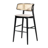 Holz-Barhocker mit Rattanrücken - S292