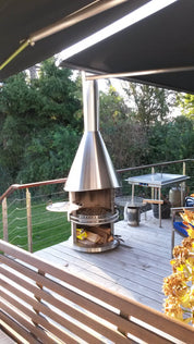 Cheminée Edelstahl blank geschliffen Grillkamin Venus
