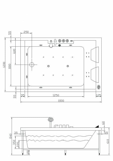 Whirlpool Torino 180x120cm Black