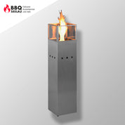 Edelstahl Gartenfackel Fuego Uno II - mit Windschutz