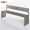 Edelstahl Sitzbank Magic, Extralang 250cm - mit Rückenlehne